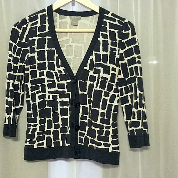 Ann Taylor Sweaters - Ann Taylor Silk Cardigan Black and White